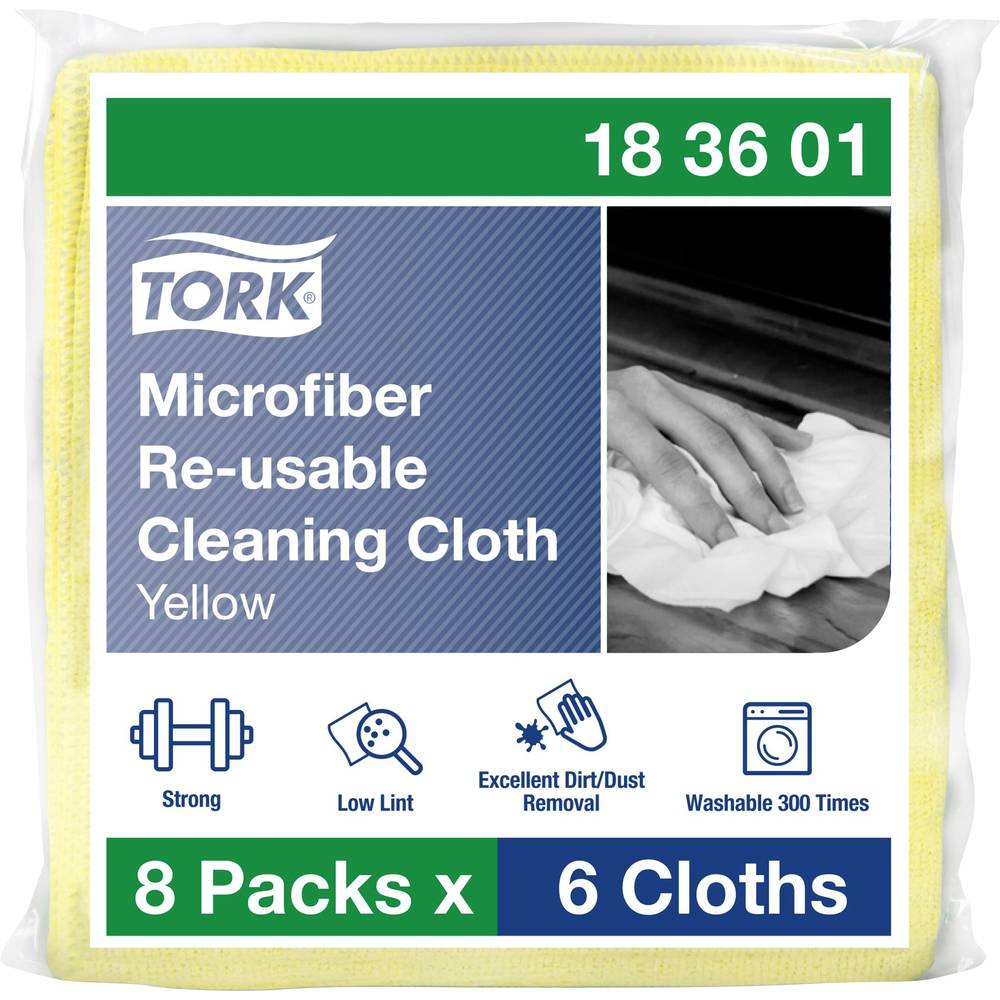 TORK Opakovaně použitelné čisticí utěrky s mikrovlákna, žlutá 183601 Počet: 48 ks