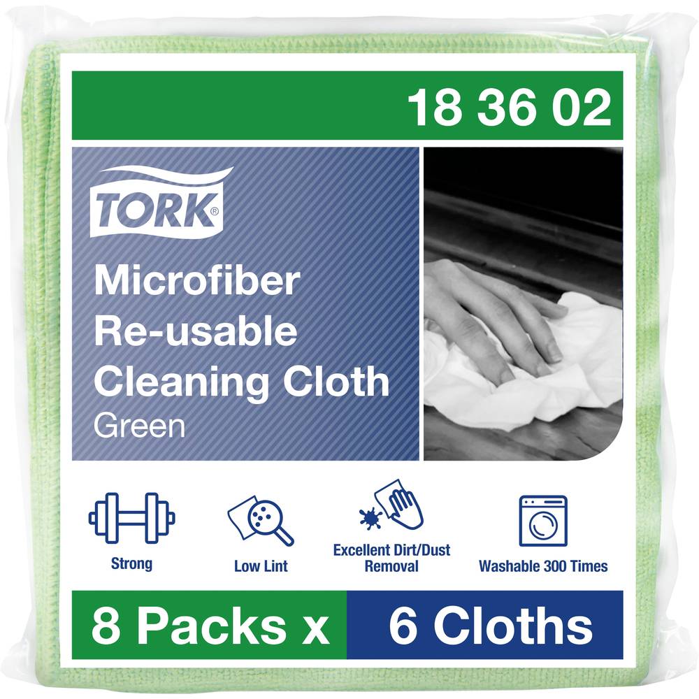 TORK Opakovaně použitelné čisticí utěrky s mikrovlákna, zelená 183602 Počet: 48 ks