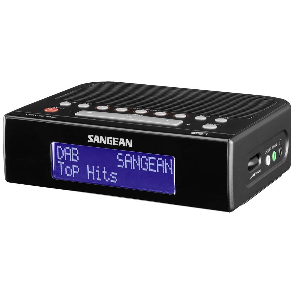 Sangean DCR-89+ radiobudík DAB+, FM AUX, USB s USB nabíječkou, funkce alarmu černá