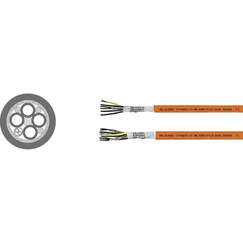 Helukabel TOPSERV® 112 servo kabel 4 G 10.00 mm² + 2 x 1.50 mm² oranžová 707284 500 m