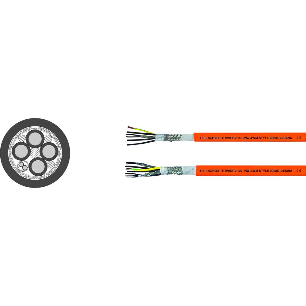 Helukabel TOPSERV® 112 servo kabel 4 G 10.00 mm² + 2 x 1.50 mm² oranžová 707284 100 m