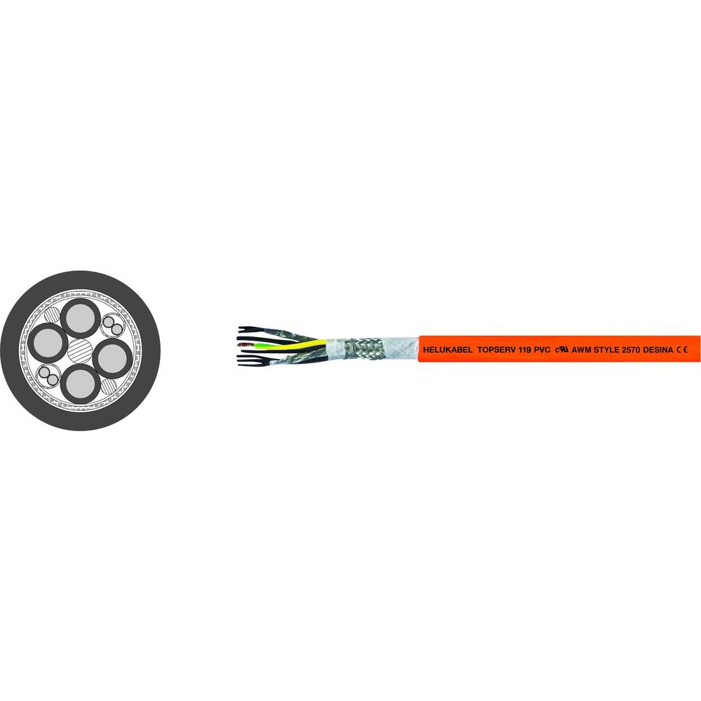 Helukabel TOPSERV® 119 servo kabel 4 G 2.50 mm² + 4 x 1.00 mm² oranžová 707292 100 m