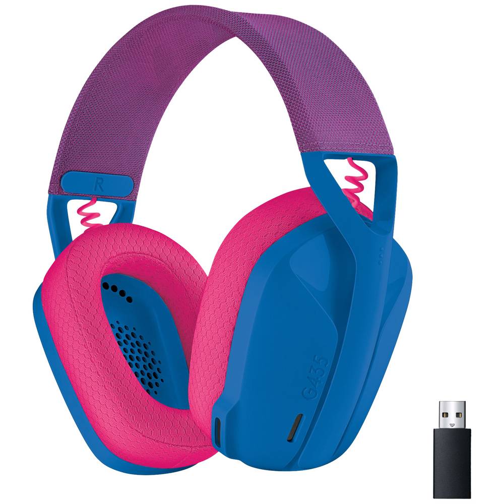 Logitech G435 LIGHTSPEED Gaming Sluchátka Over Ear Bluetooth® stereo modrá omezení hlasitosti