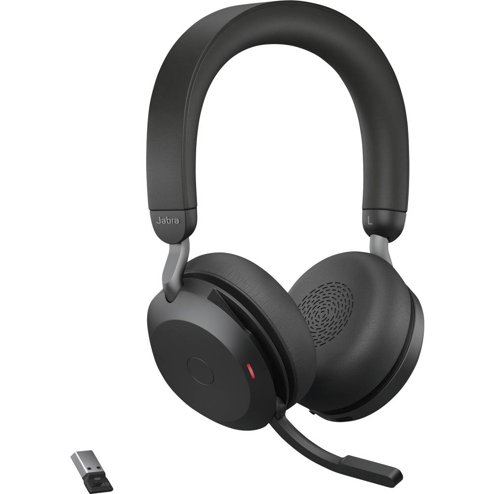 Jabra Evolve2 75 telefon Sluchátka On Ear Bluetooth®, kabelová stereo černá Redukce šumu mikrofonu regulace hlasitosti,