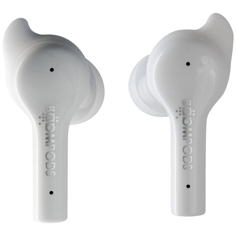 Boompods Bassline GO špuntová sluchátka Bluetooth® bílá headset, regulace hlasitosti, odolné vůči potu, dotykové ovládán