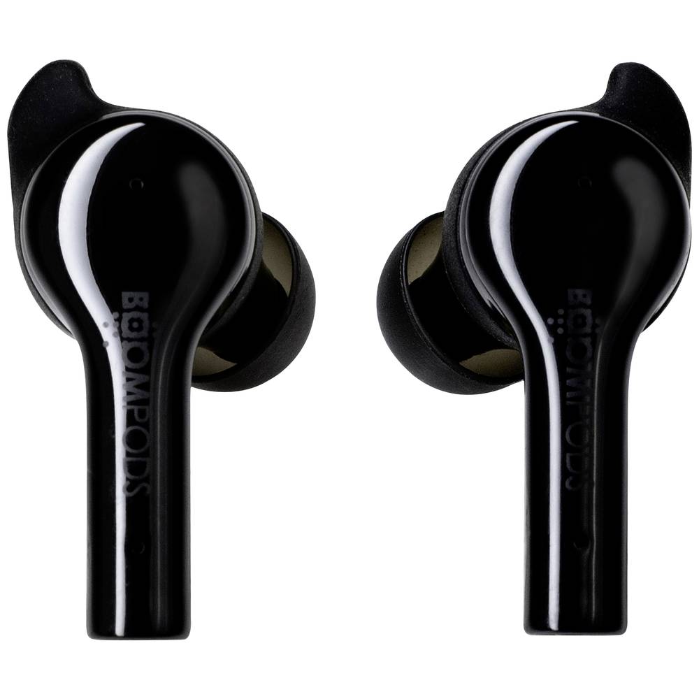 Boompods Bassline GO špuntová sluchátka Bluetooth® černá headset, regulace hlasitosti, odolné vůči potu, dotykové ovládá