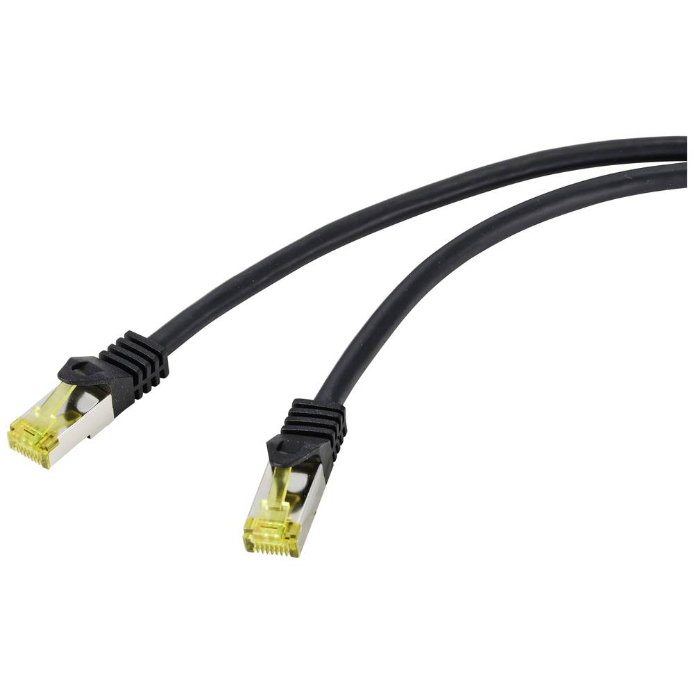 Renkforce RF-4995160 RJ45 síťové kabely, propojovací kabely CAT 6a (surový kabel CAT 7) S/FTP 0.50 m černá krytí TPE, fl