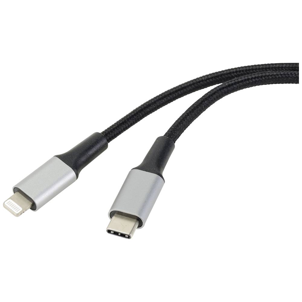 Renkforce USB-C®, Apple Lightning; kabel [1x USB 2.0 zástrčka C - 1x dokovací zástrčka Apple Lightning] 2.00 m Plášť kab