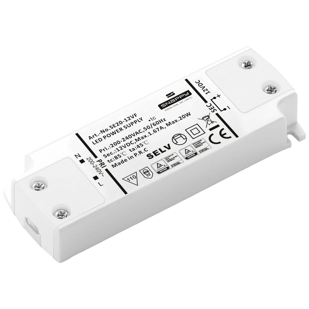 Dehner Elektronik SE 20-12VF (12VDC) napájecí zdroj pro LED, LED driver konstantní napětí 20 W 1.67 A 12 V/DC schválení