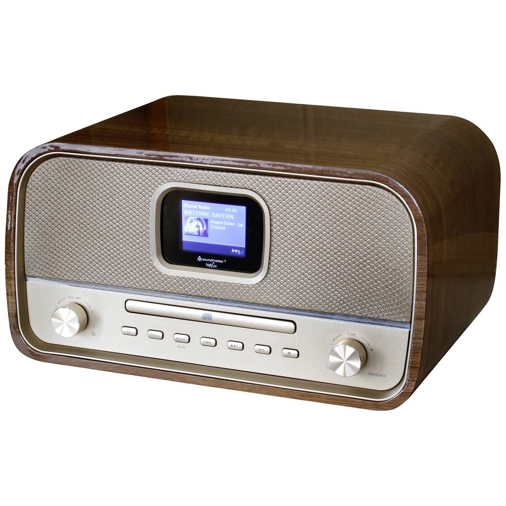 soundmaster DAB970BR1 stolní rádio DAB+, FM AUX, Bluetooth, CD, USB s USB nabíječkou, vč. dálkového ovládání, funkce ala
