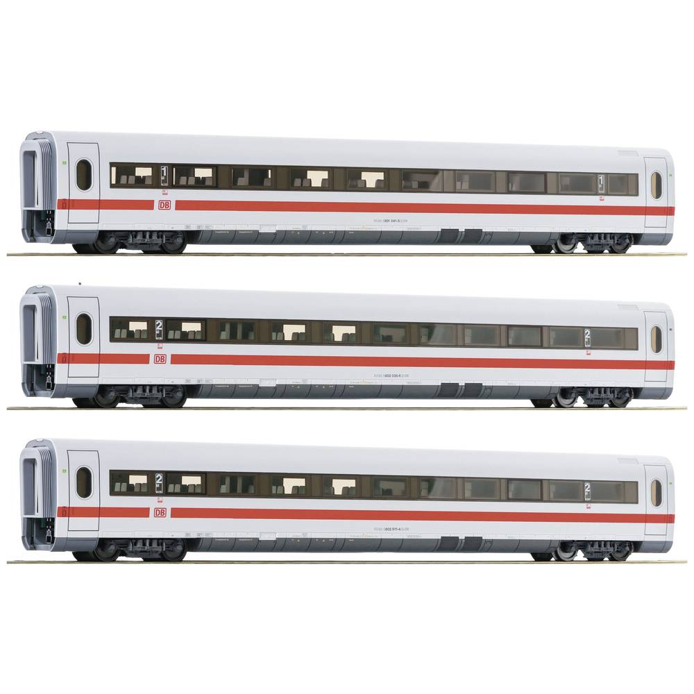 Roco 74030 3dílná sada průběžných vozů ICE 1 Redesign 2005 značky DB-AG Třída 1, třída Avmz 801.0, třída 2, třída Bvmz 8