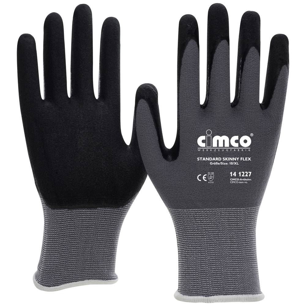 Cimco Standard Skinny Flex schwarz/grau 141266 pletenina pracovní rukavice Velikost rukavic: 9, L 1 pár