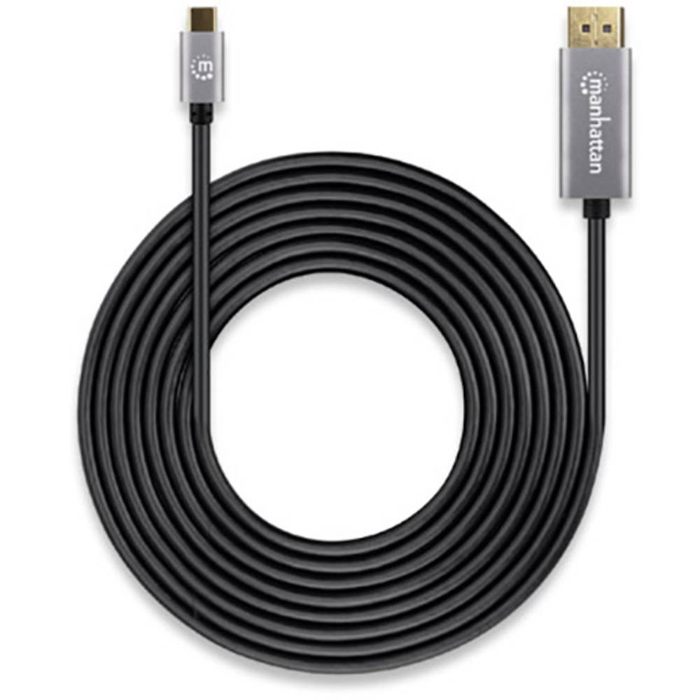 Manhattan DisplayPort / USB-C® kabel Konektor DisplayPort, USB-C ® zástrčka 3.00 m šedá, černá 354851 DisplayPort 1.4 ,