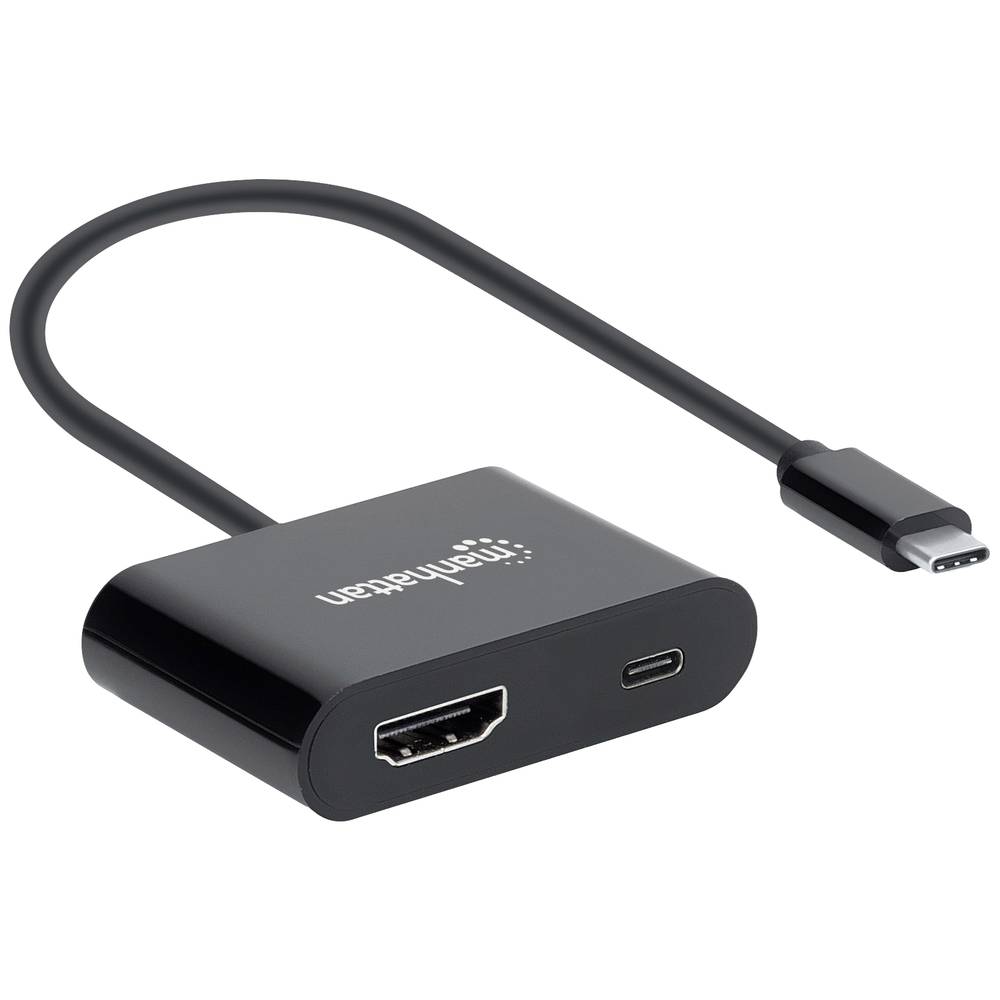 Manhattan USB 2.0 adaptér [1x USB-C® zástrčka - 1x HDMI zásuvka, USB-C® zásuvka (nabíjení)] 153416 oboustranně zapojitel