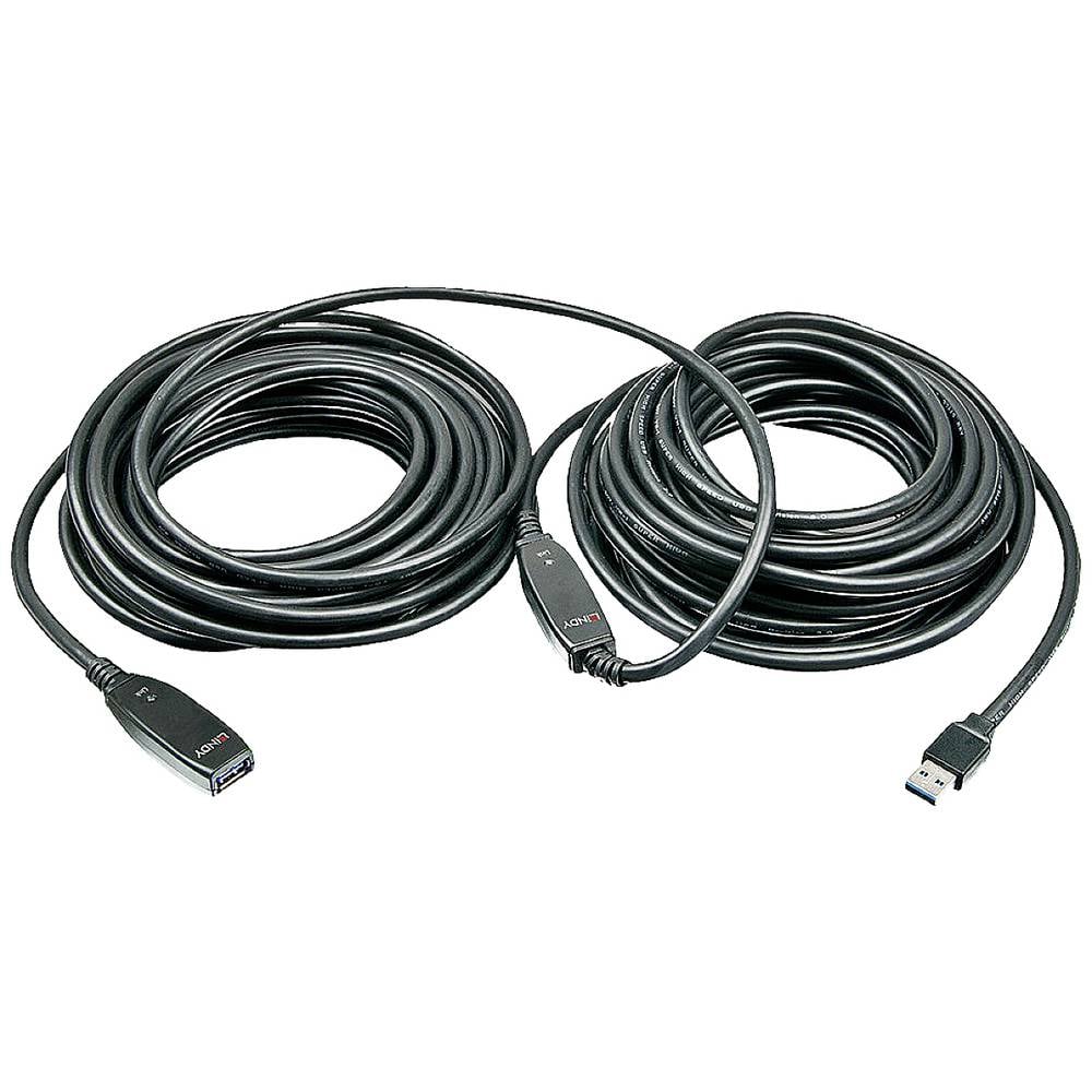 LINDY USB kabel USB 3.2 Gen1 (USB 3.0 / USB 3.1 Gen1) USB-A zástrčka, USB-A zásuvka 15.00 m černá 43322