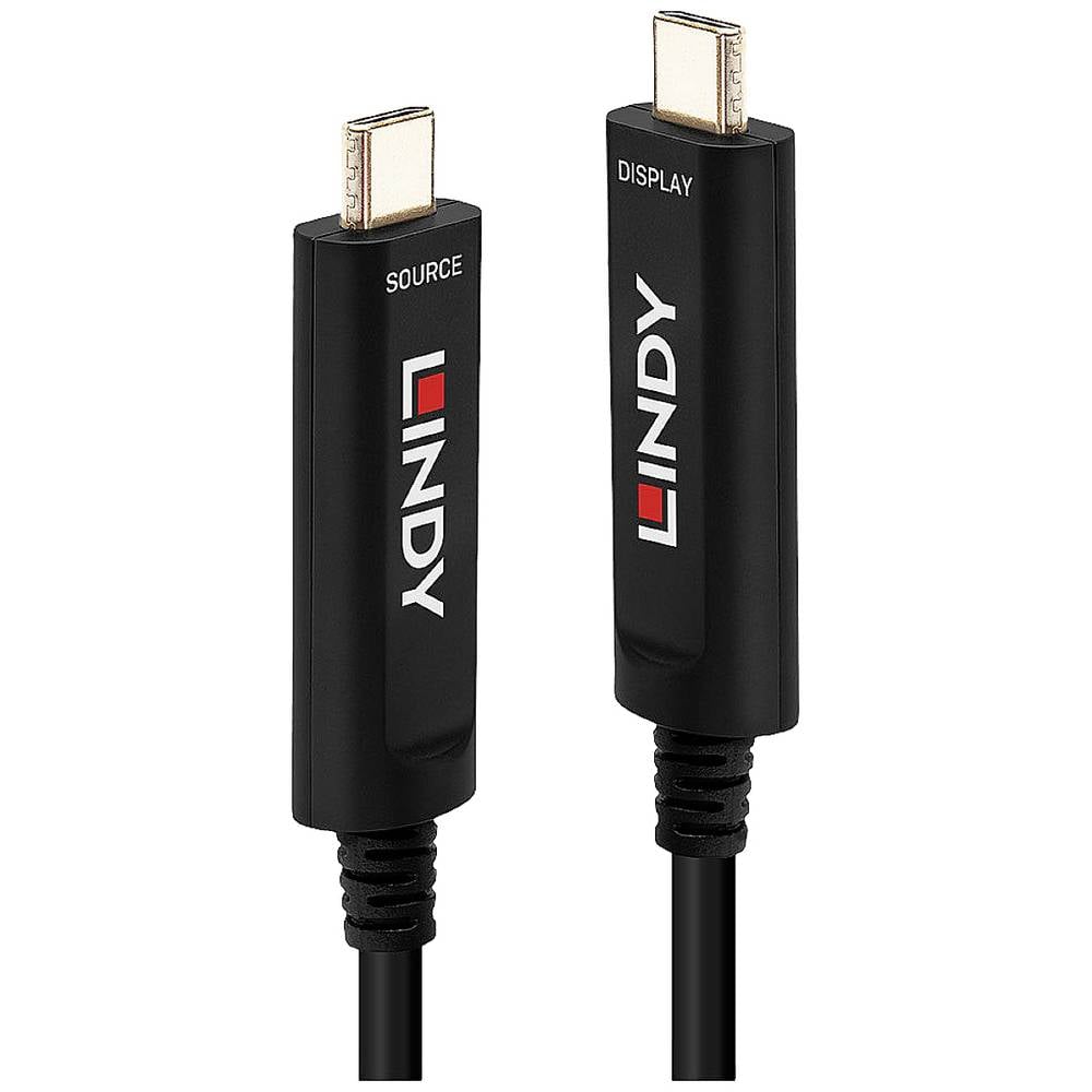 LINDY kabel USB-C ® zástrčka, USB-C ® zástrčka 5.00 m černá 38501 Kabel pro displeje USB-C®