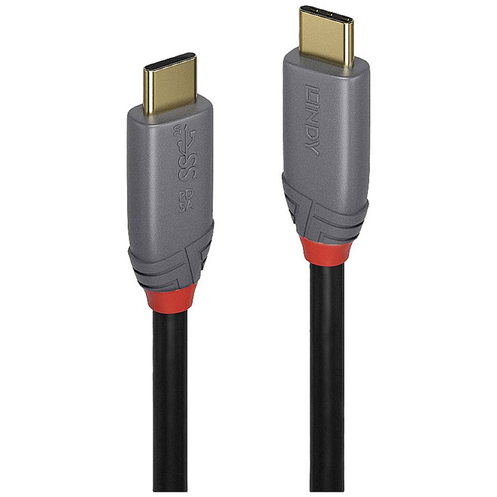 LINDY USB kabel USB 3.2 Gen2x2 USB-C ® zástrčka, USB-C ® zástrčka 1.00 m černá, šedá 36901