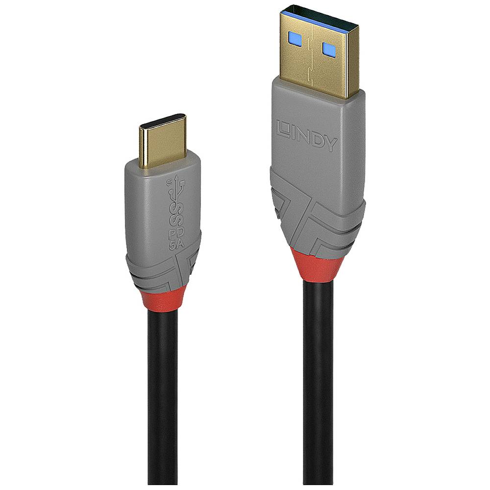 LINDY USB kabel USB 3.2 Gen2 (USB 3.1 Gen2) USB-C ® zástrčka, USB-A zástrčka 1.00 m černá, šedá 36911