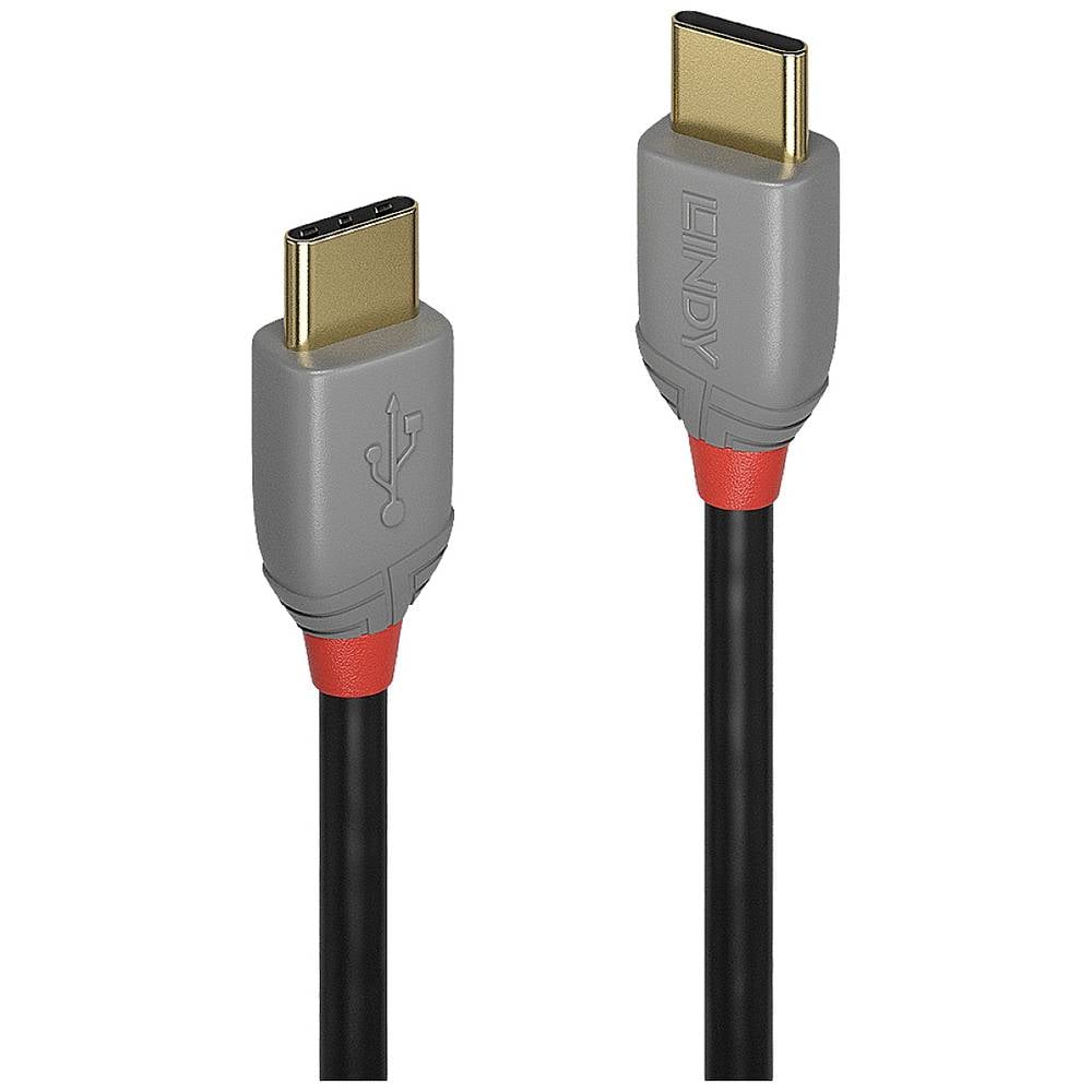 LINDY USB kabel USB 2.0 USB-C ® zástrčka, USB-C ® zástrčka 1.00 m černá, šedá 36871