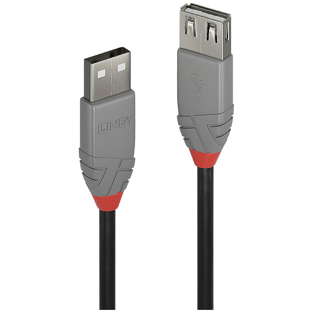 LINDY USB kabel USB 2.0 USB-A zástrčka, USB-A zásuvka 3.00 m černá, šedá 36704