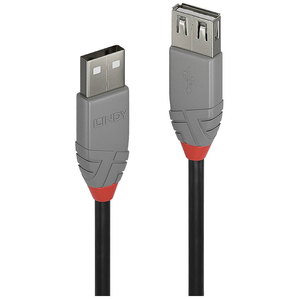 LINDY USB kabel USB 2.0 USB-A zástrčka, USB-A zásuvka 2.00 m černá, šedá 36703