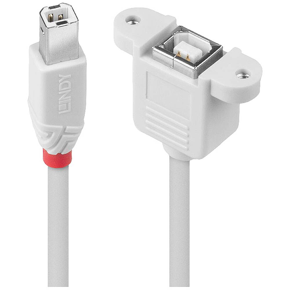 LINDY USB kabel USB 2.0 USB-B zástrčka, USB-B zásuvka 1.00 m šedá 31801