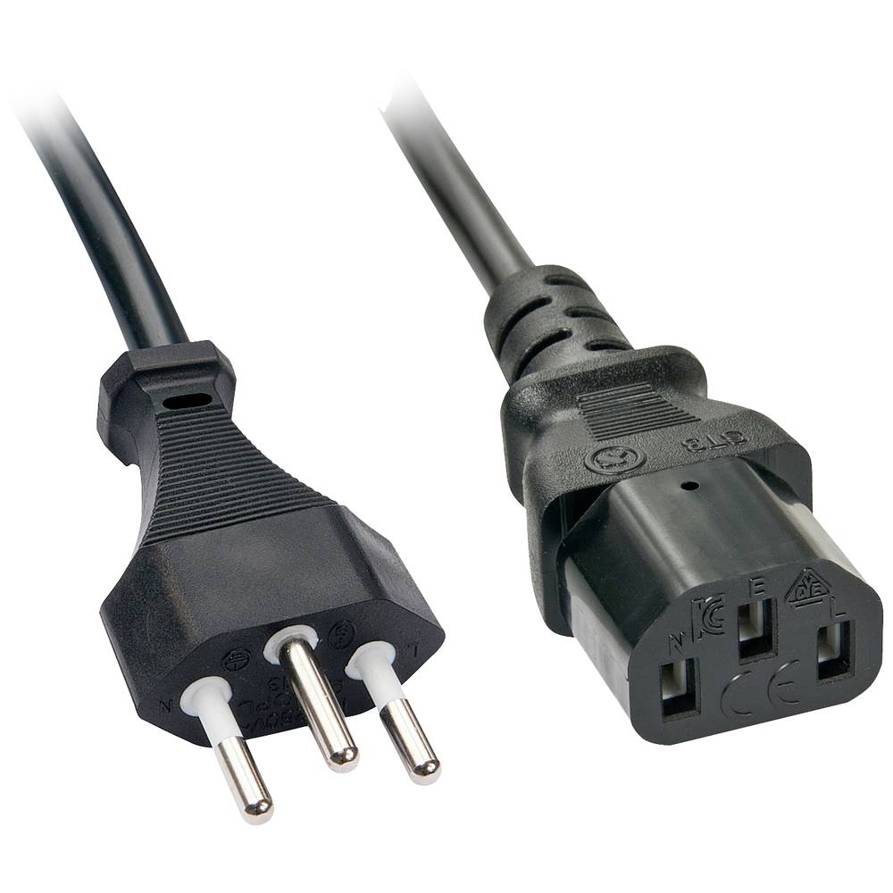 LINDY napájecí kabel [1x švýcarská zástrčka - 1x IEC C13 zásuvka 10 A] 3.00 m černá