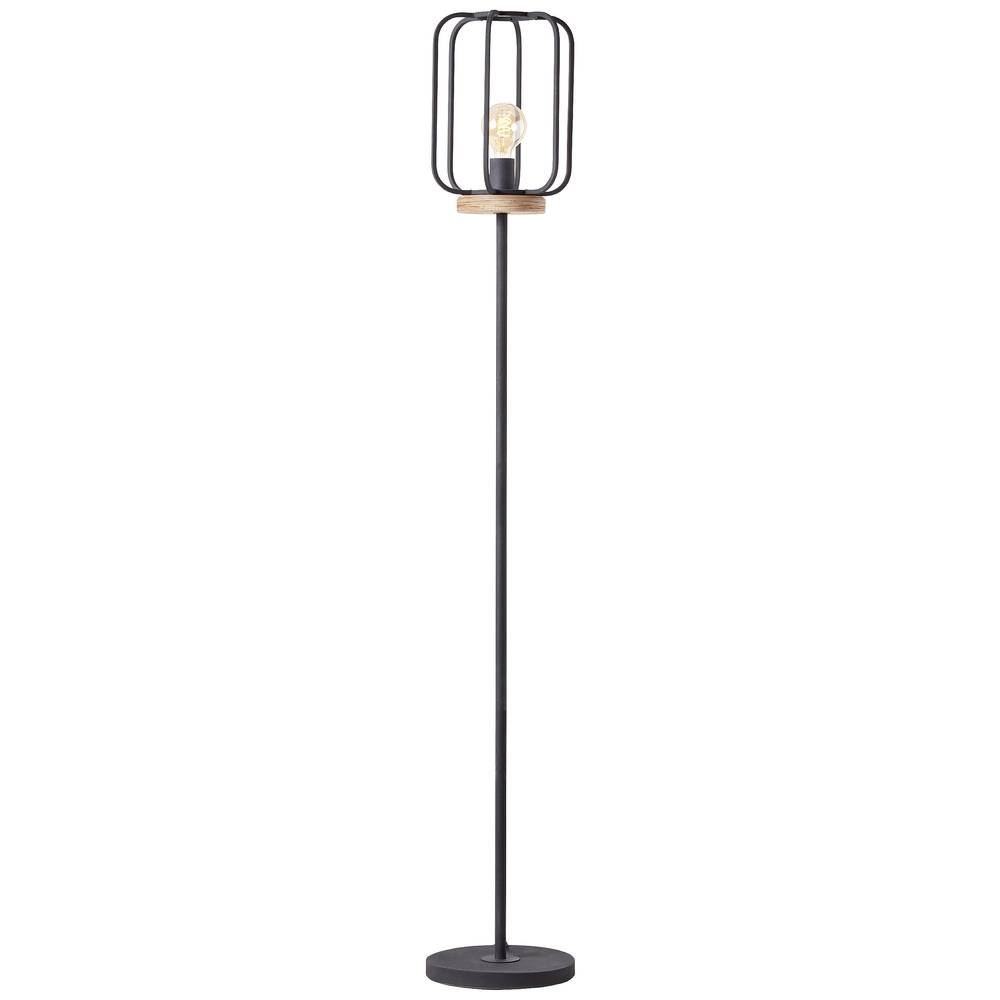 Brilliant Tosh 93145/66 stojací lampa E27 dřevo (tmavé), černá (korund)