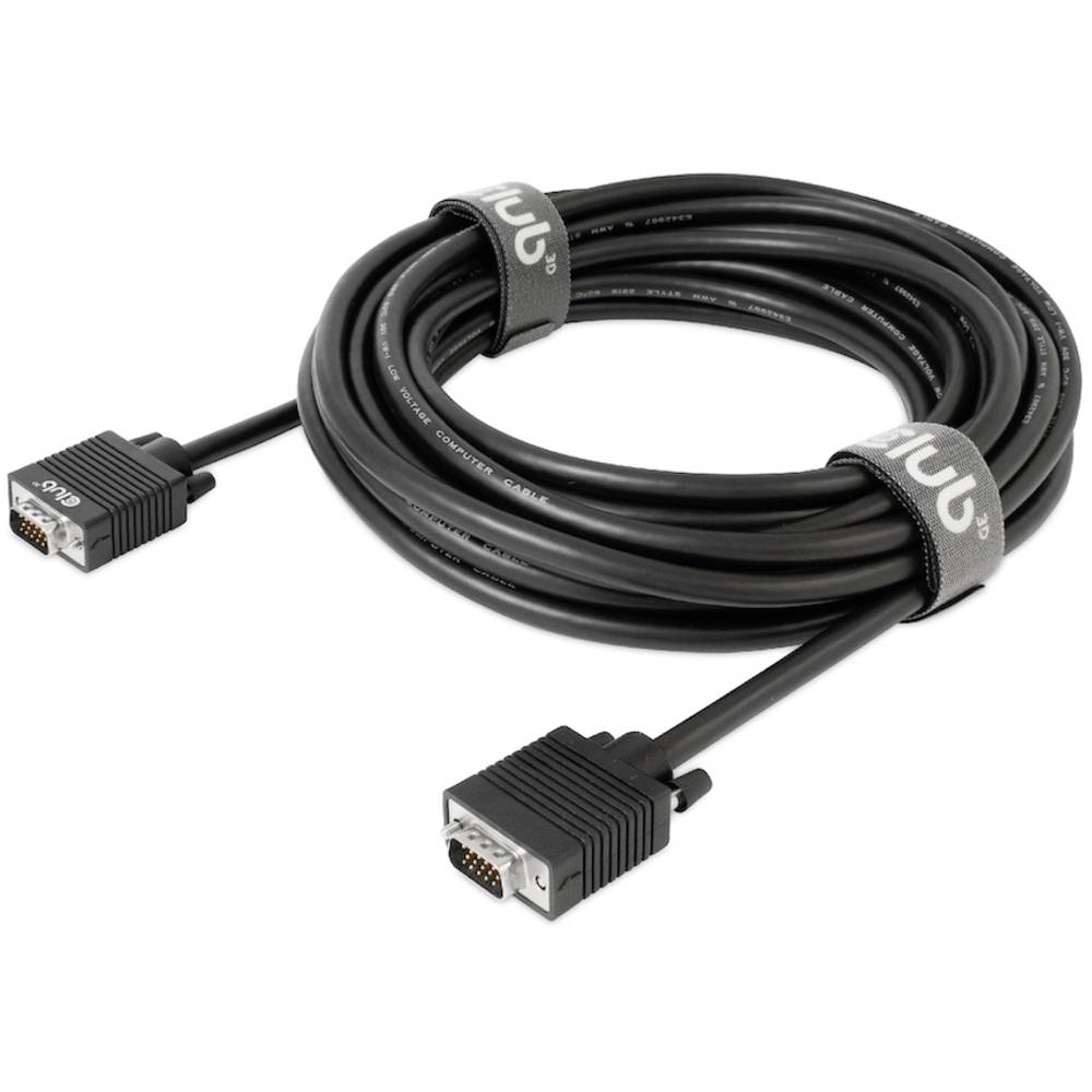 club3D VGA kabel VGA pólové Zástrčka, VGA pólové Zástrčka 10.00 m černá CAC-1710 lze šroubovat, pozlacené kontakty VGA k