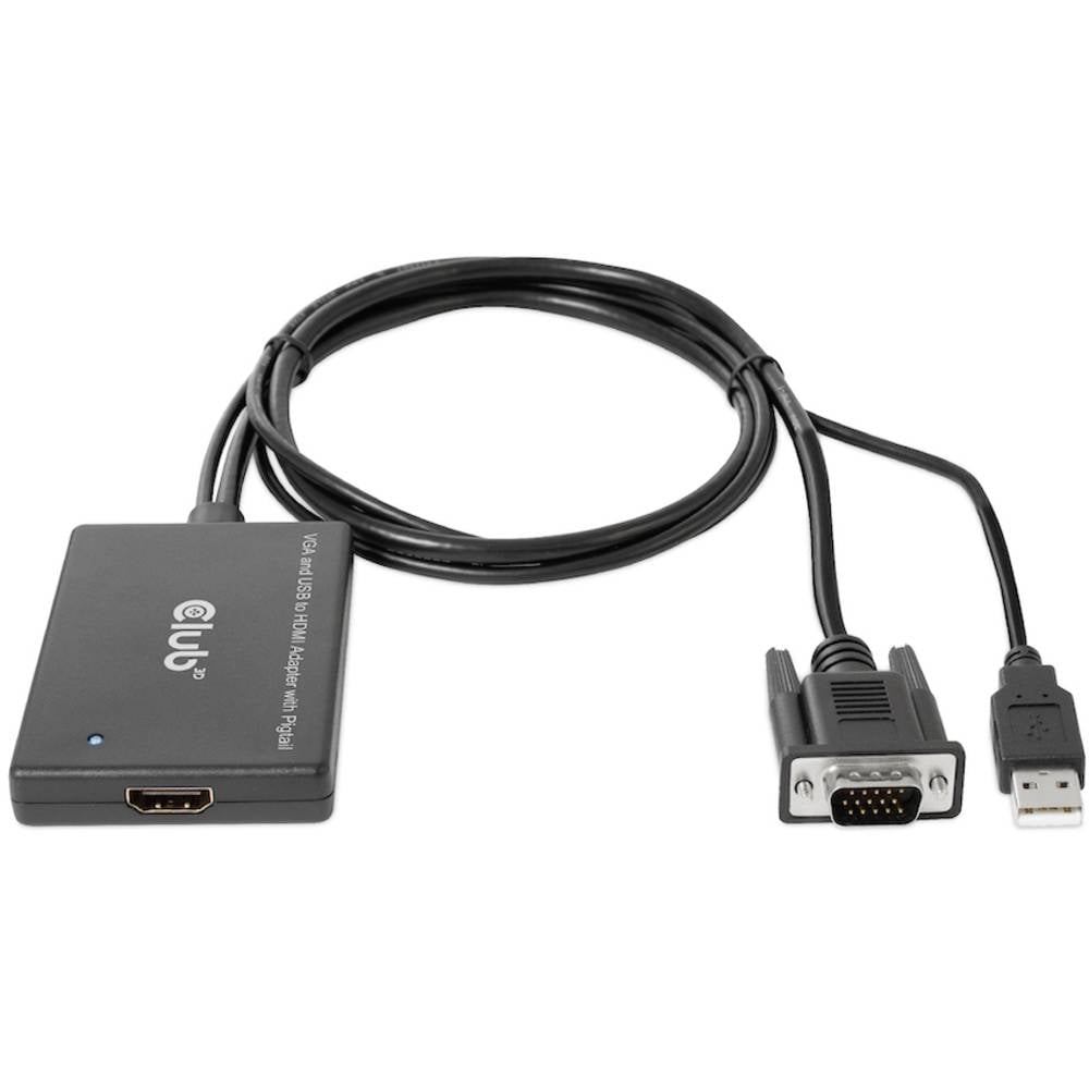 club3D CAC-1720 HDMI / USB / VGA adaptér [2x VGA zástrčka, USB zástrčka (M) - 1x HDMI zásuvka] černá s USB, lze šroubova
