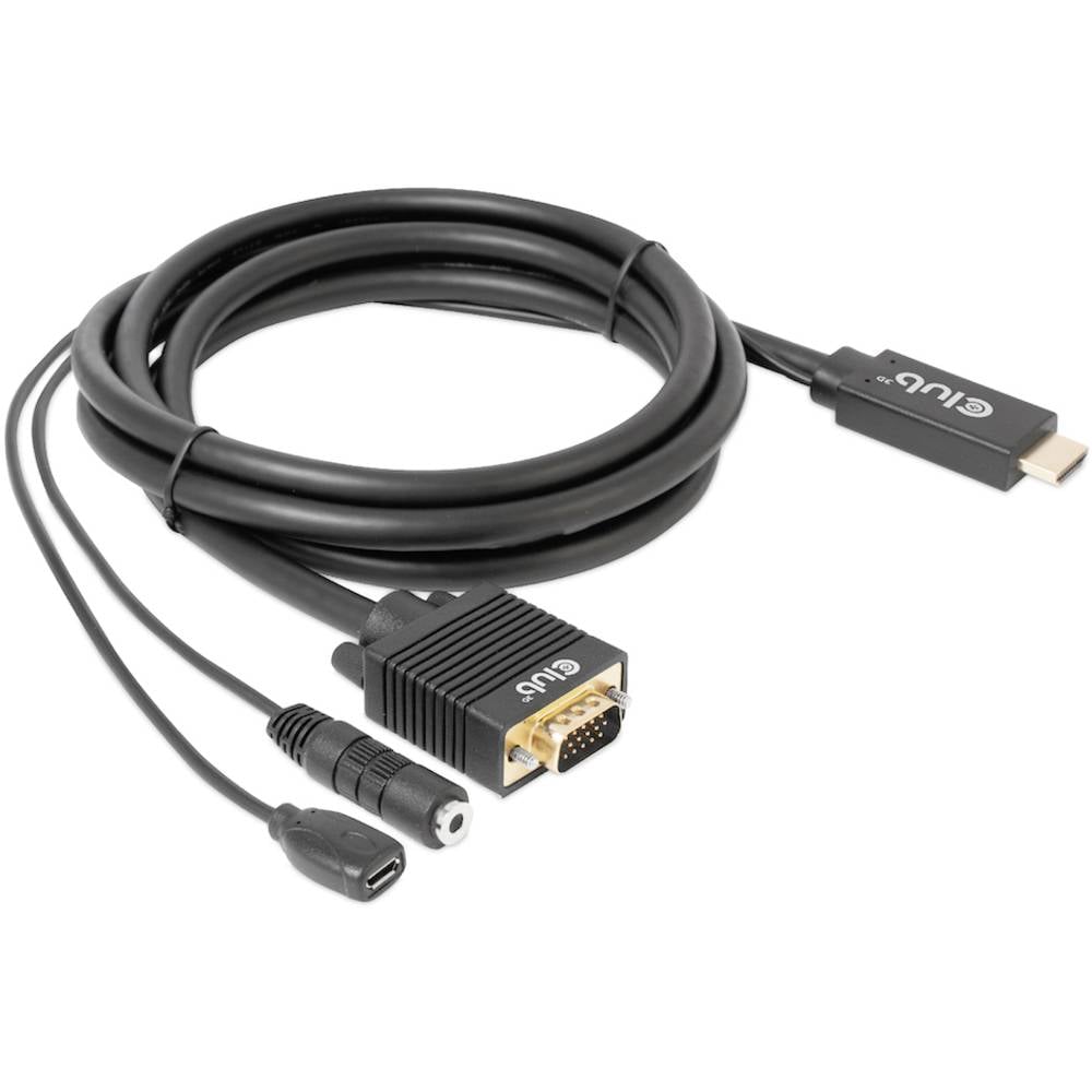 club3D HDMI / jack / micro USB B / VGA kabelový adaptér Zástrčka HDMI-A, Zásuvka jack 3,5 mm , USB Micro-B zásuvka, VGA
