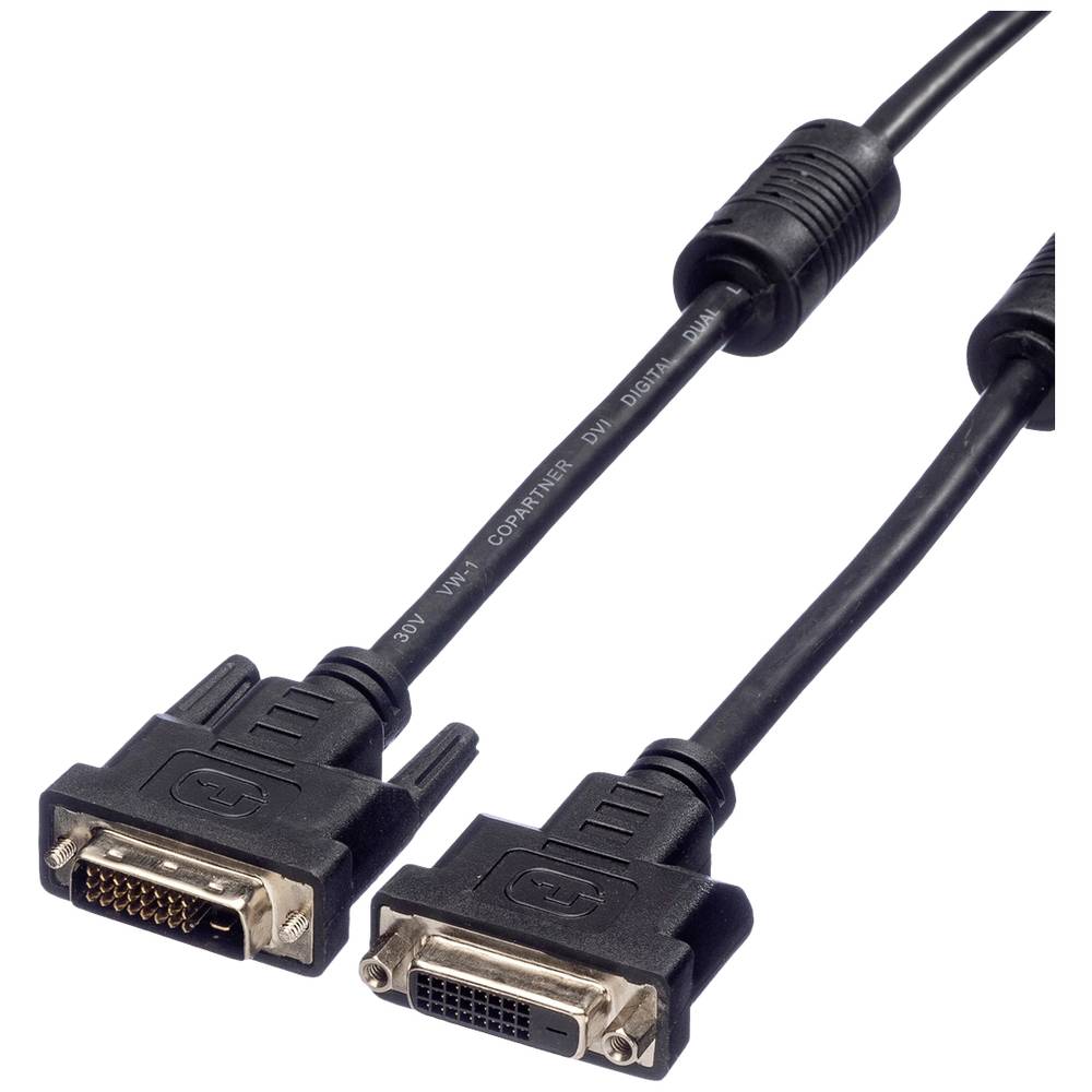 Value DVI kabel DVI-D 24+1pol. Zástrčka, DVI-D 24+1pol. Zástrčka 1.00 m černá 11.99.5562 zablokovatelný DVI kabel