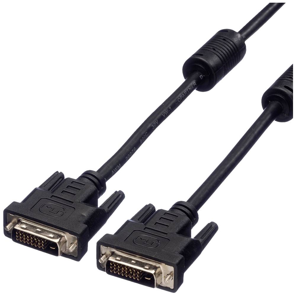Value DVI kabel DVI-D 24+1pol. Zástrčka, DVI-D 24+1pol. Zástrčka 10.00 m černá 11.99.5595 zablokovatelný DVI kabel