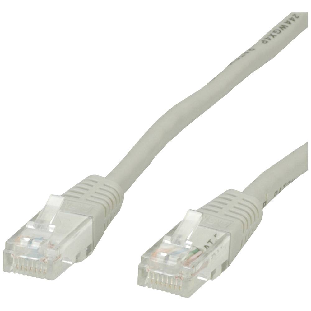 Value 21.99.0910 RJ45 síťové kabely, propojovací kabely CAT 6 U/UTP 10.00 m šedá nestíněný 1 ks