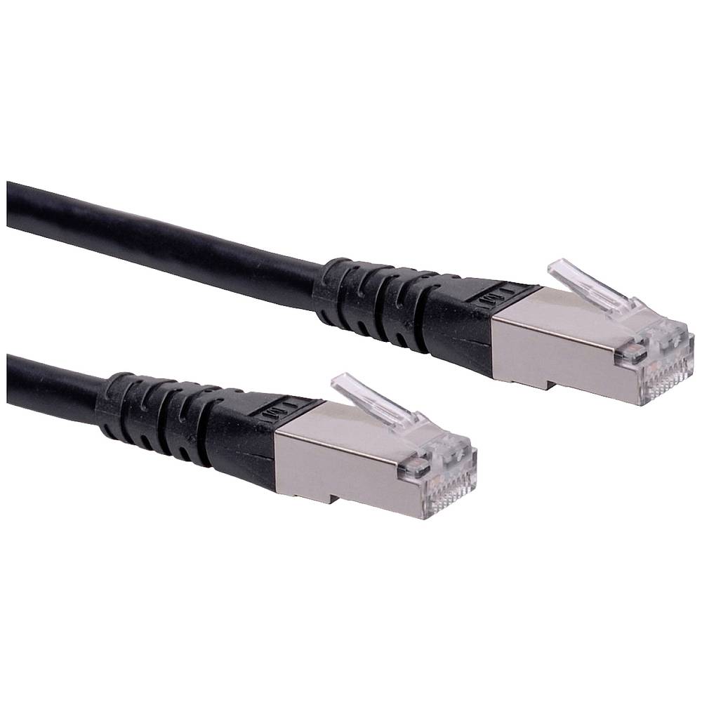 Roline 21.15.0828 RJ45 síťové kabely, propojovací kabely CAT 6 S/FTP 1.50 m černá dvoužilový stíněný 1 ks