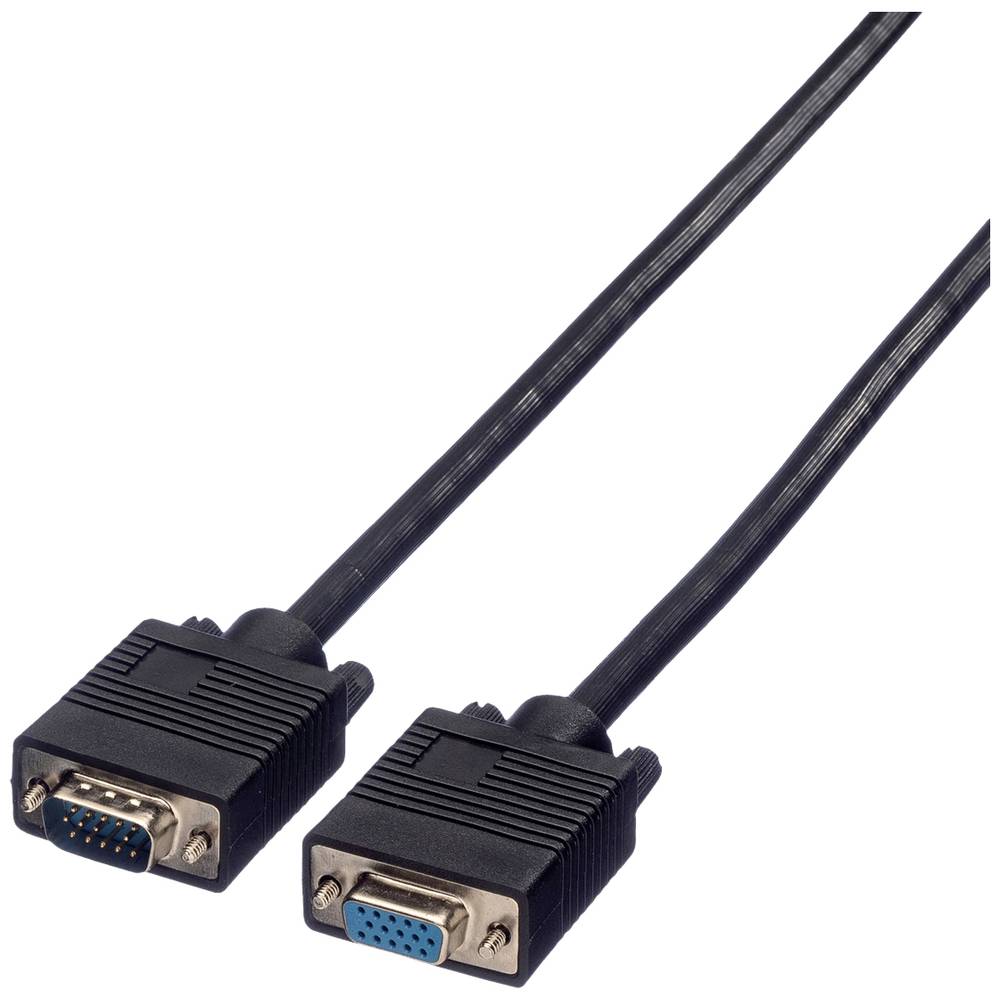 Roline VGA kabel VGA pólové Zástrčka, VGA pólové zásuvka 2.00 m černá 11.04.5302 zablokovatelný VGA kabel