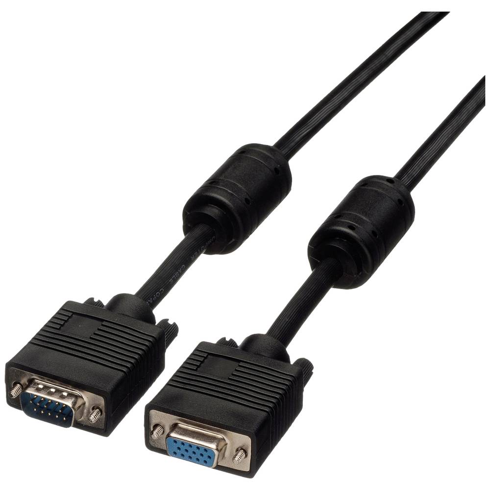 Roline VGA kabel VGA pólové Zástrčka, VGA pólové zásuvka 3.00 m černá 11.04.5353 zablokovatelný VGA kabel
