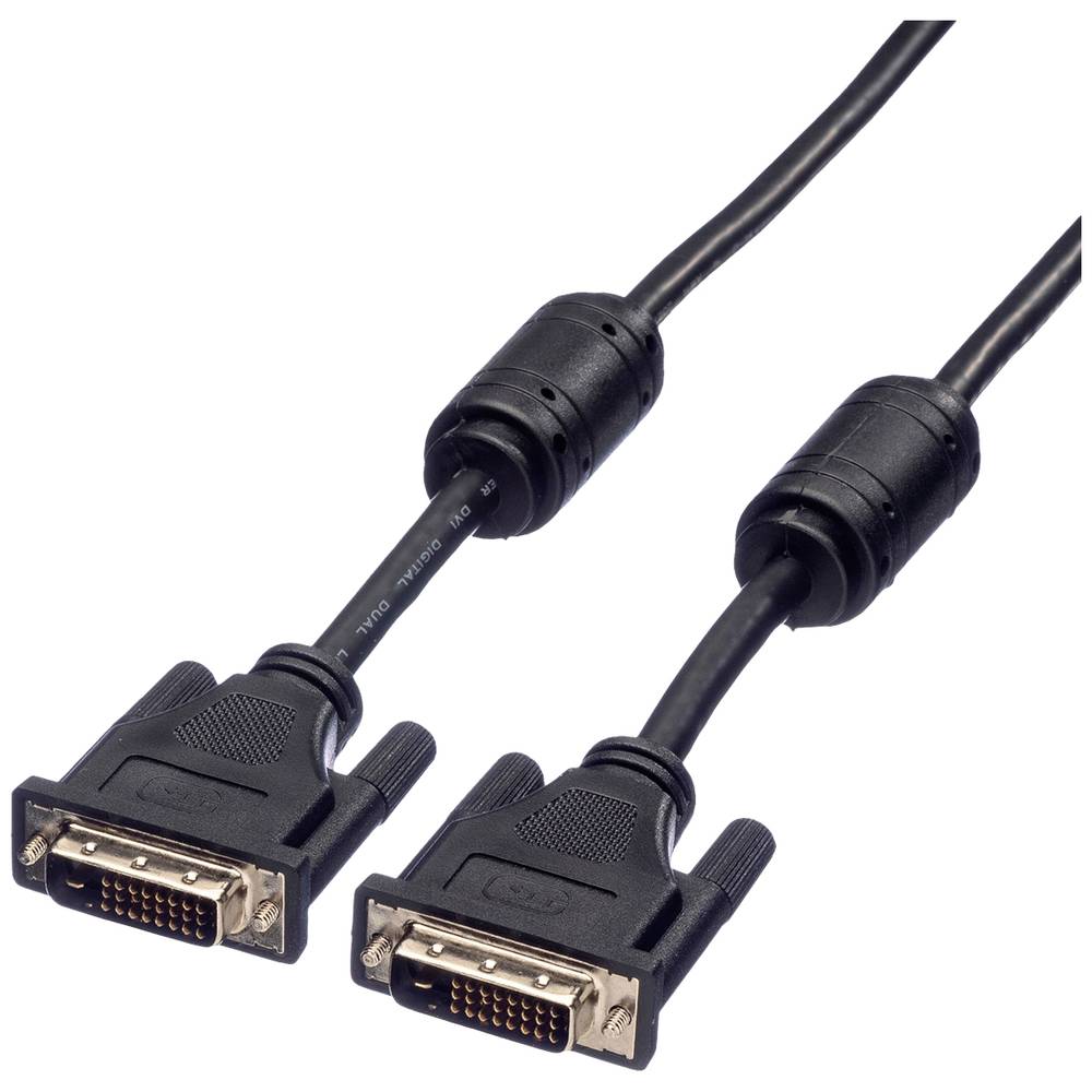 Roline DVI kabel DVI-D 24+1pol. Zástrčka, DVI-D 24+1pol. Zástrčka 2.00 m černá 11.04.5525 zablokovatelný DVI kabel