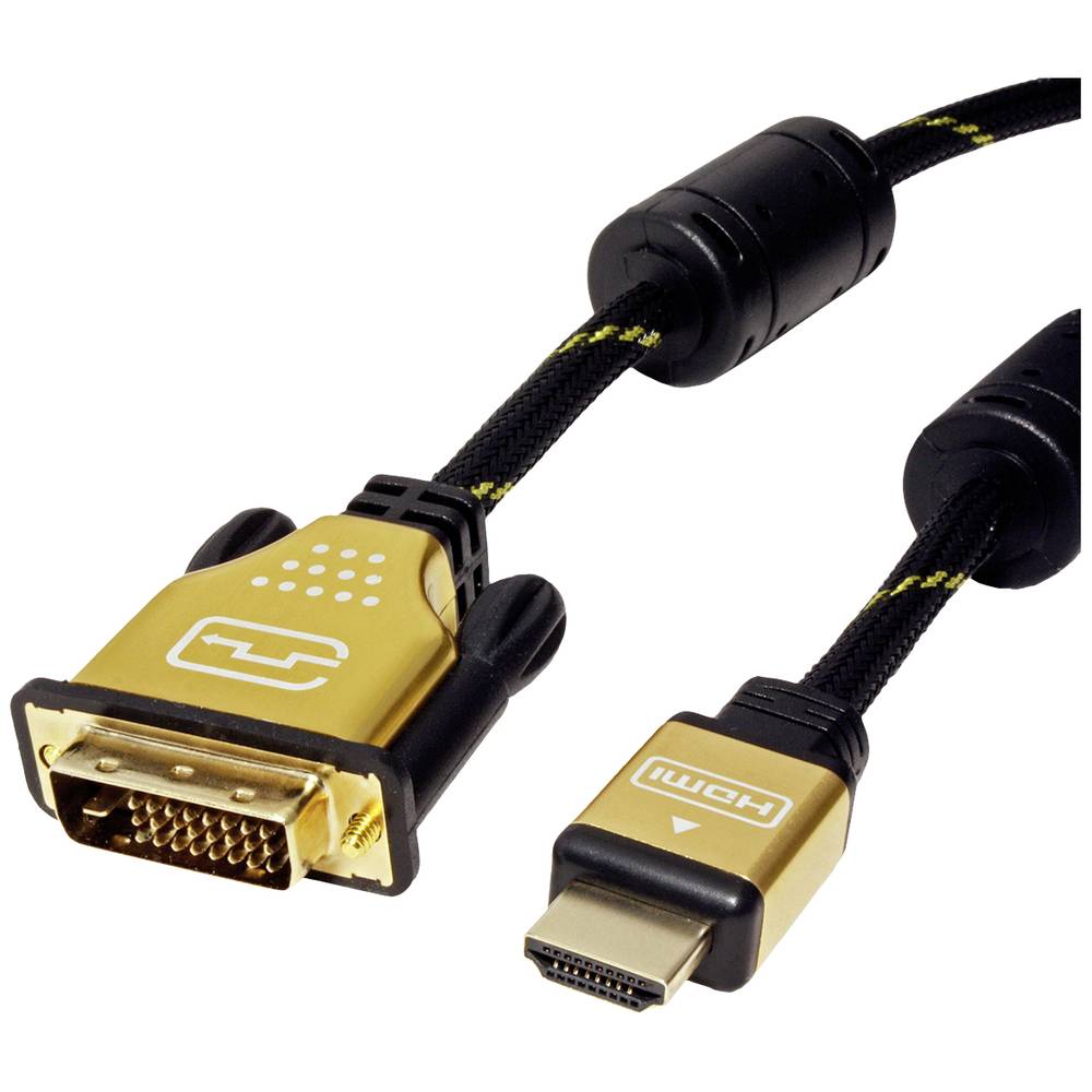Roline DVI kabel DVI-D 24+1pol. Zástrčka, Zástrčka HDMI-A 1.00 m vícebarevná 11.04.5890 stíněný DVI kabel