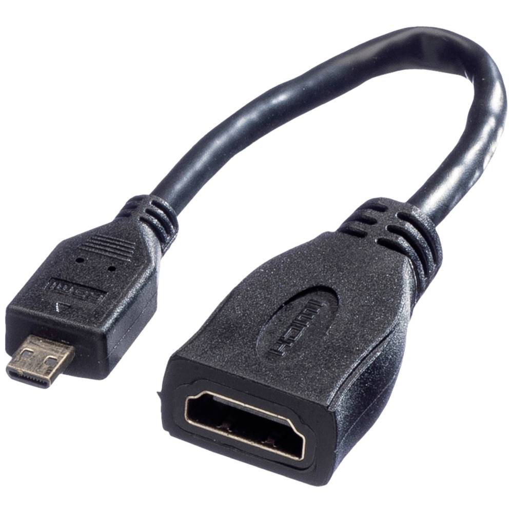 Value HDMI kabel Zásuvka HDMI-A, Zástrčka HDMI Micro-D 0.15 m černá 11.99.5584 stíněný HDMI kabel