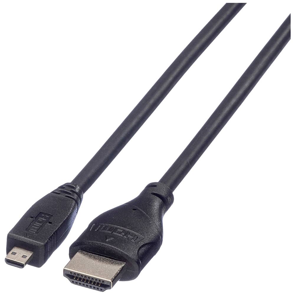 Roline HDMI kabel Zástrčka HDMI-A, Zástrčka HDMI Micro-D 2.00 m černá 11.04.5581 High Speed HDMI s Ethernetem HDMI kabel