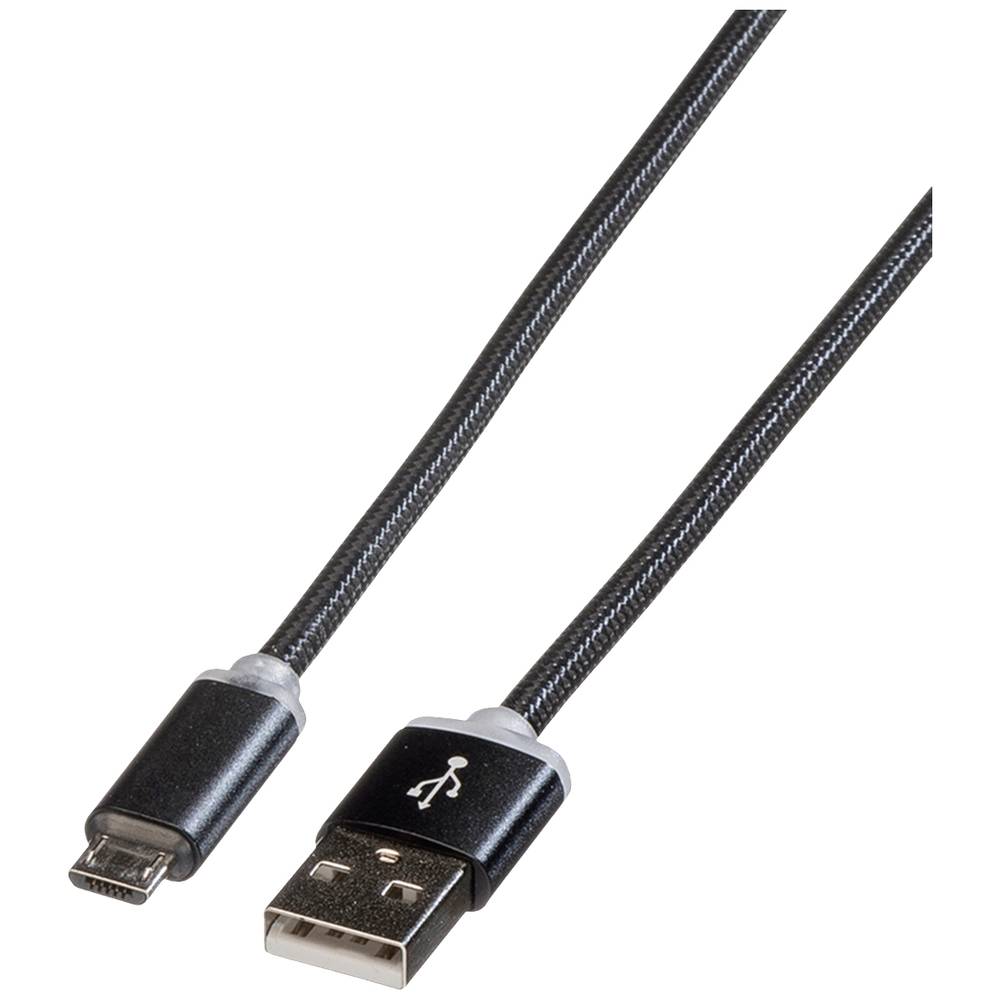 Roline USB kabel USB 2.0 USB-A zástrčka, USB Micro-B zástrčka 1.00 m černá stíněný 11.02.8318