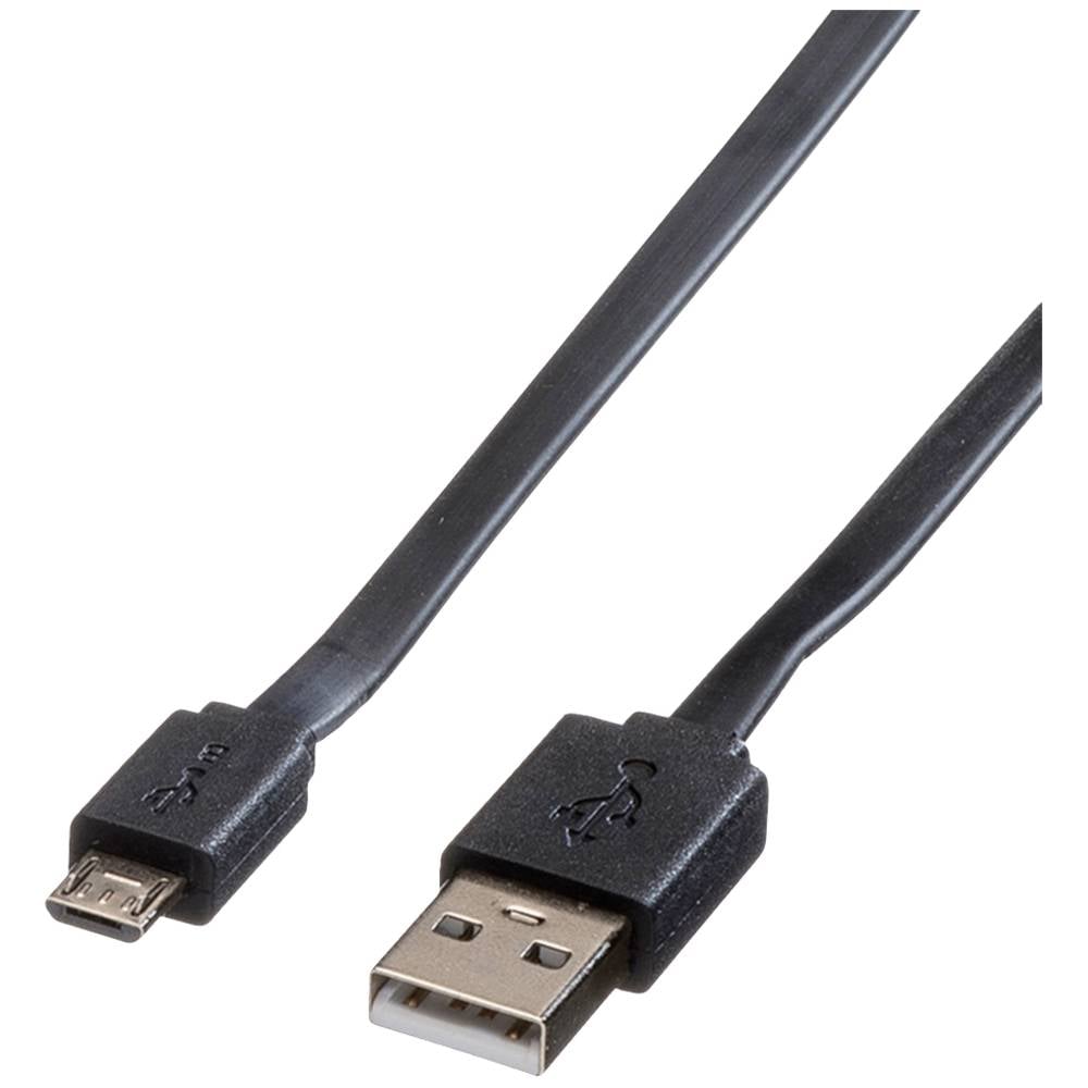 Roline USB kabel USB 2.0 USB-A zástrčka, USB Micro-B zástrčka 1.00 m černá stíněný 11.02.8760