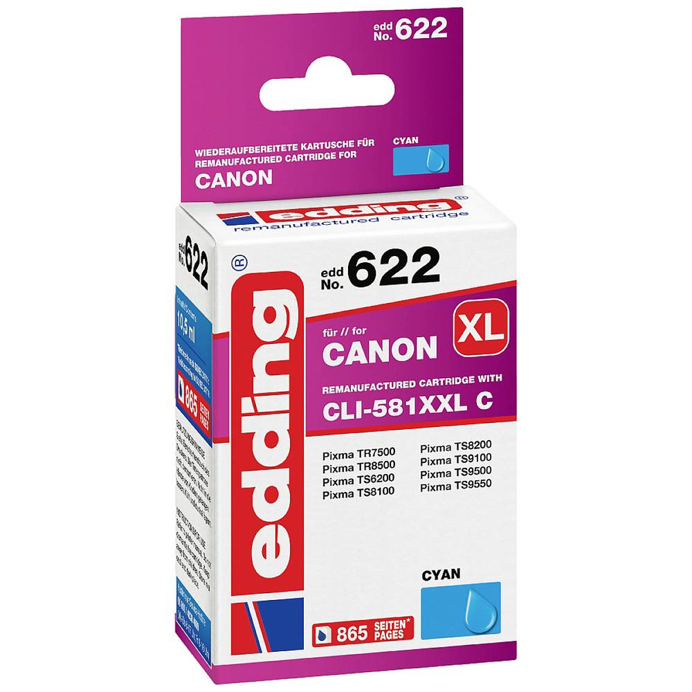Edding Ink náhradní Canon CLI-581C XXL kompatibilní azurová EDD-622 18-622