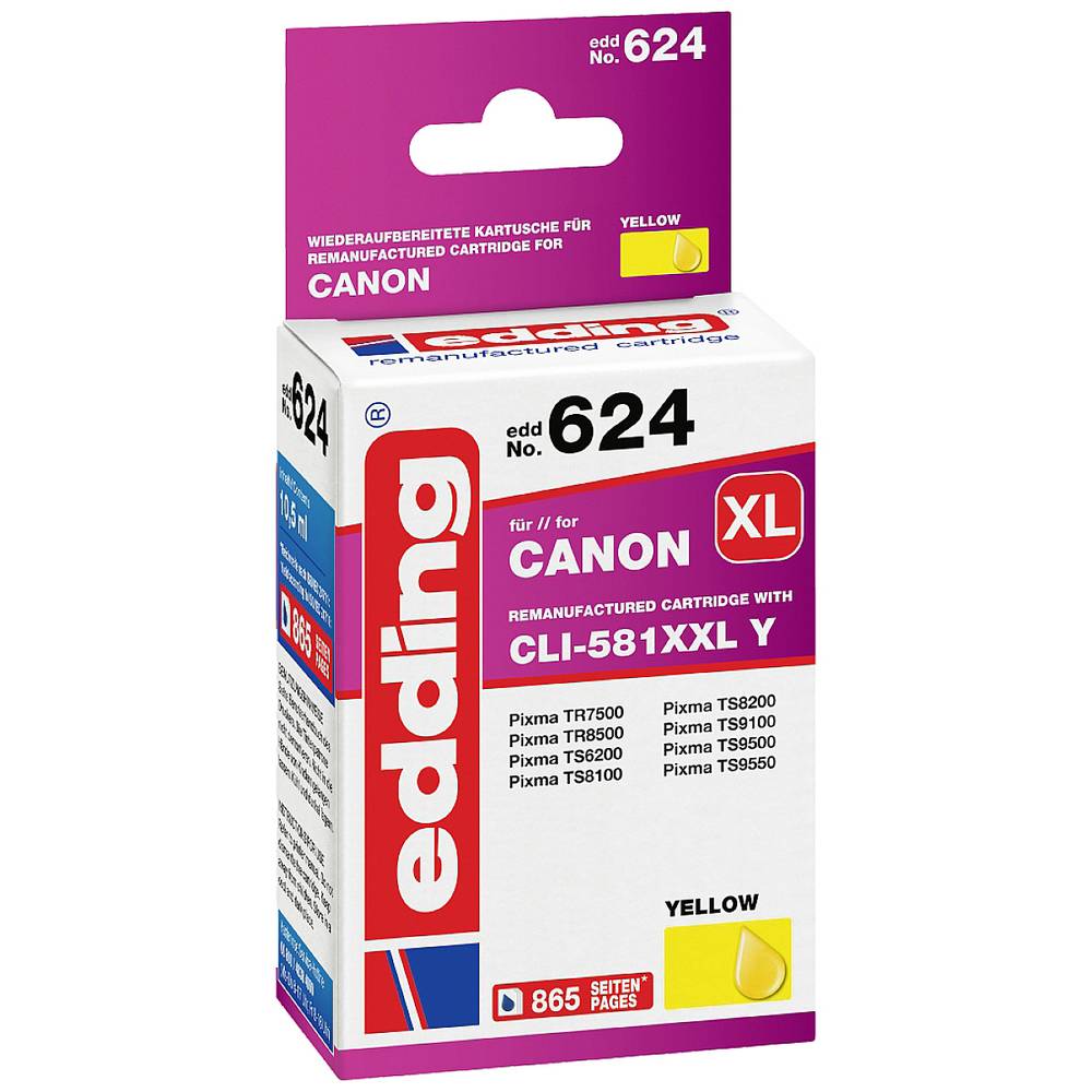 Edding Ink náhradní Canon CLI-581Y XXL kompatibilní žlutá EDD-624 18-624