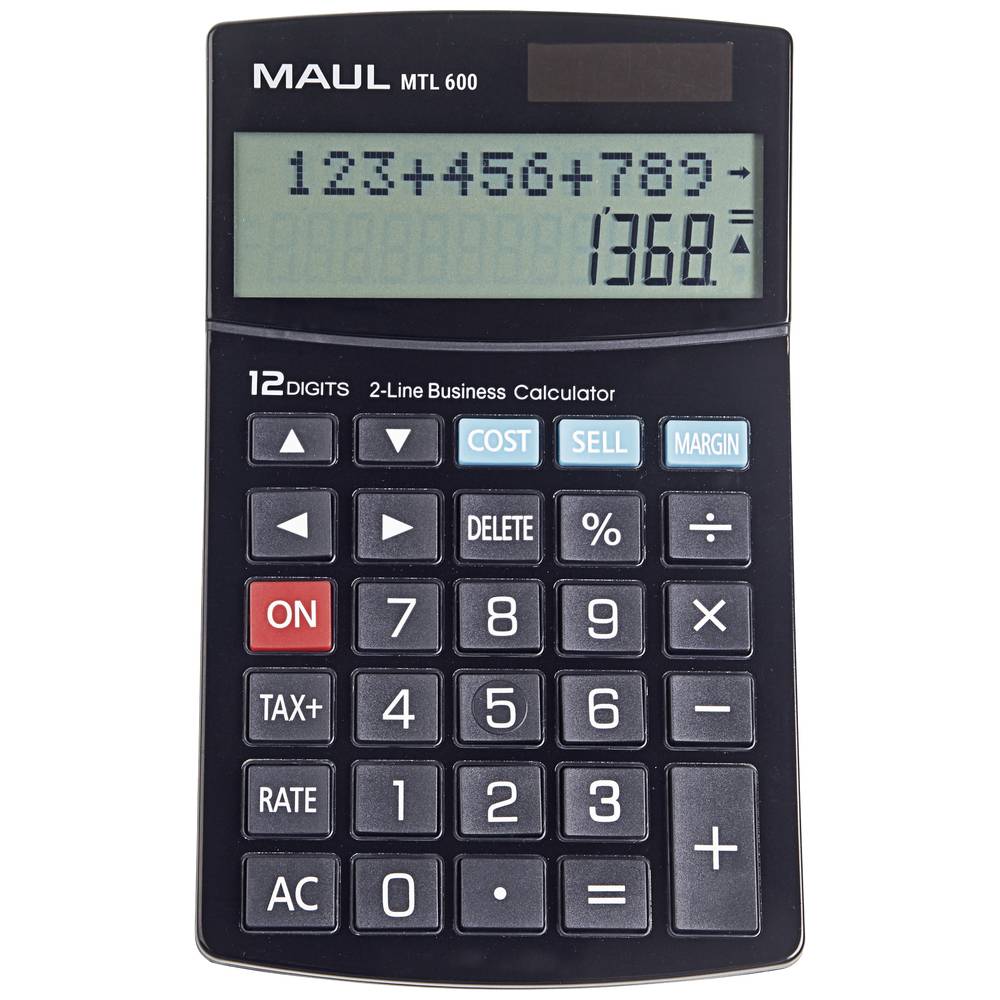 Maul MTL 600 stolní kalkulačka černá Displej (počet míst): 12 na baterii, solární napájení