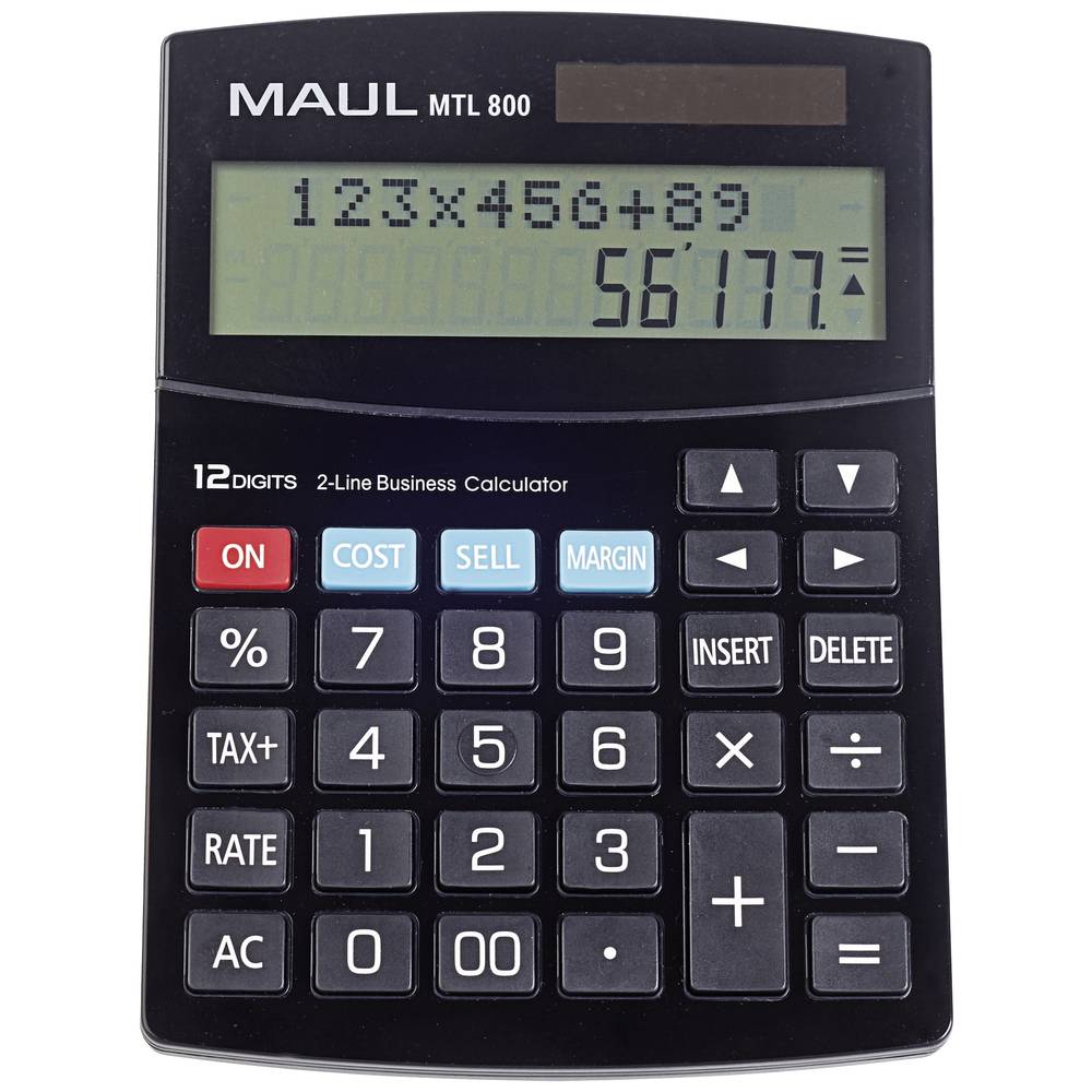Maul MTL 800 stolní kalkulačka černá Displej (počet míst): 12 na baterii, solární napájení