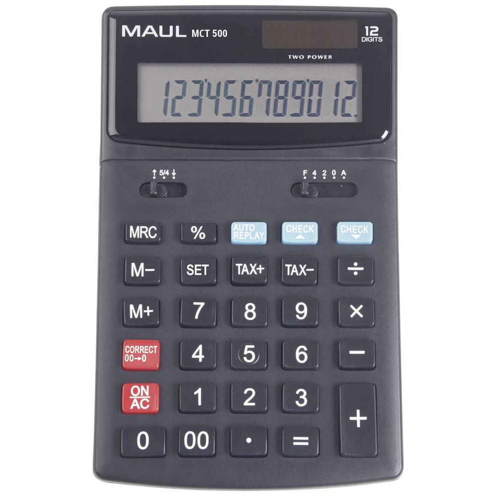 Maul MCT 500 stolní kalkulačka černá Displej (počet míst): 12 na baterii, solární napájení