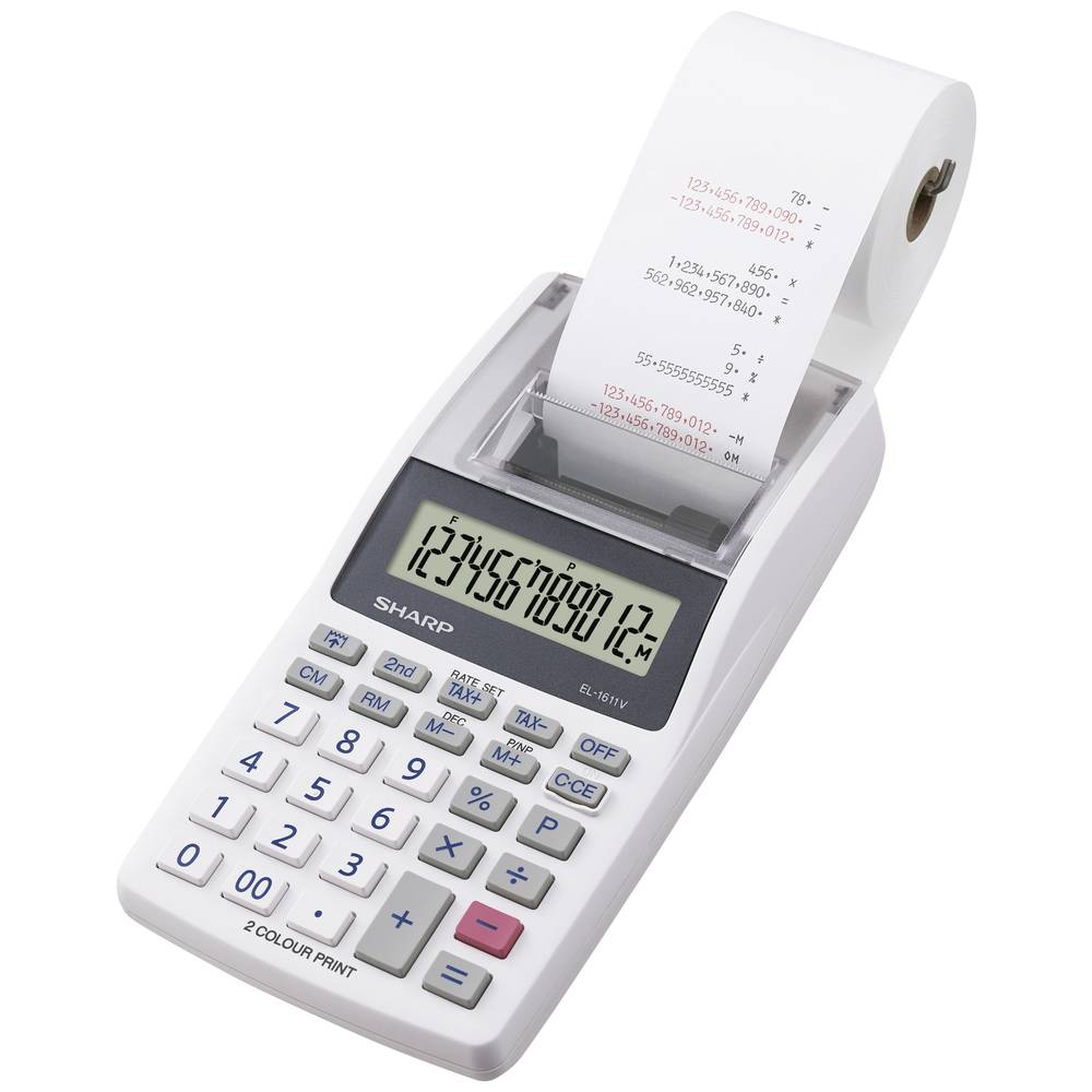 Sharp EL-1611 V stolní kalkulačka s tiskárnou bílá Displej (počet míst): 12 na baterii, 230 V (š x v x h) 99 x 42 x 191