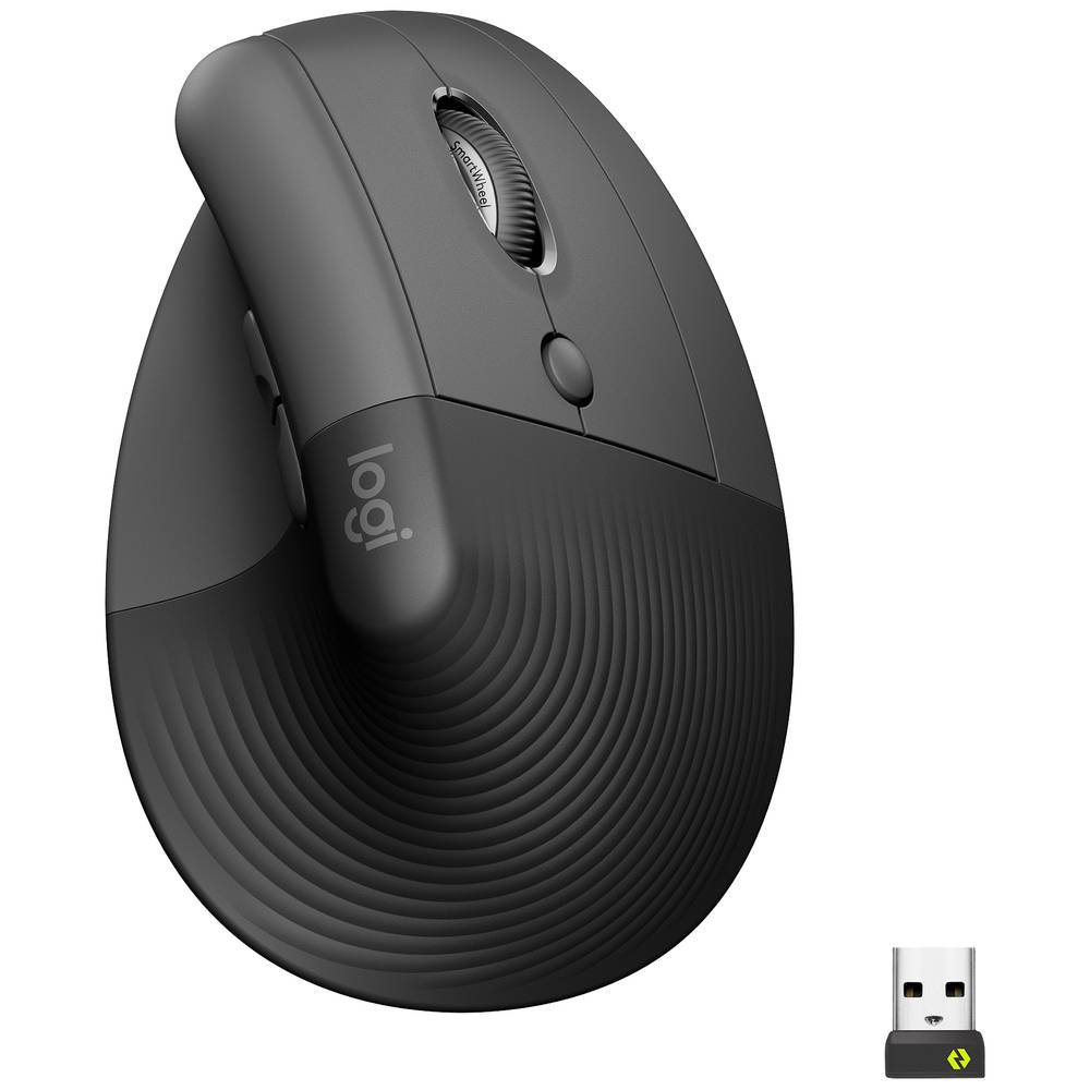 Logitech Lift Vertical Ergonomic Mouse ergonomická myš Bluetooth®, bezdrátový optická grafitová 6 tlačítko 4000 dpi ergo